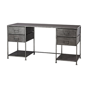 Atlas Gunthery Metal Desk with Graphite Finish - Stylish Industrial Design, Ample Storage & Open Shelves TA11087-01