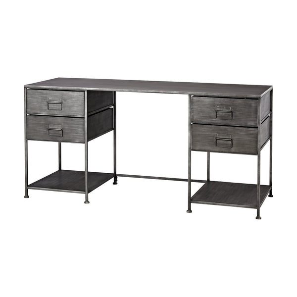 Atlas Gunthery Metal Desk with Graphite Finish - Stylish Industrial Design, Ample Storage & Open Shelves TA11087-01