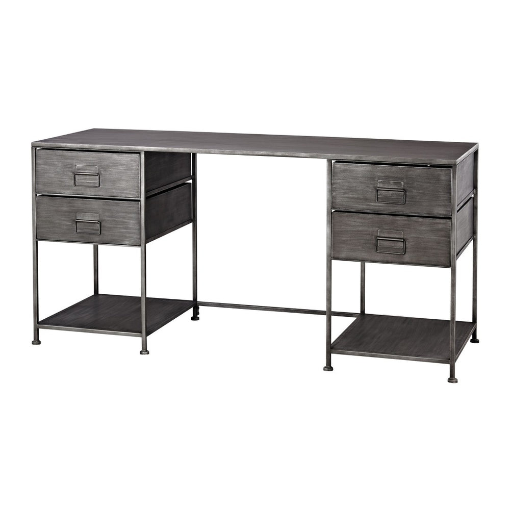Atlas Gunthery Metal Desk with Graphite Finish - Stylish Industrial Design, Ample Storage & Open Shelves TA11087-01