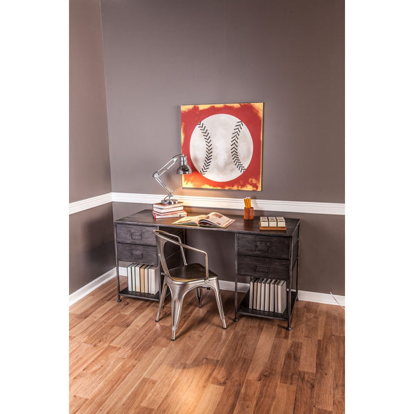 Atlas Gunthery Metal Desk with Graphite Finish - Stylish Industrial Design, Ample Storage & Open Shelves TA11087-01