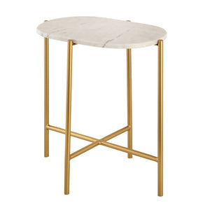 Atlas Harlowe Accent Table - Handcrafted White Marble Top & Antique Brass Frame - Chic Modern Elegance TA11091-01