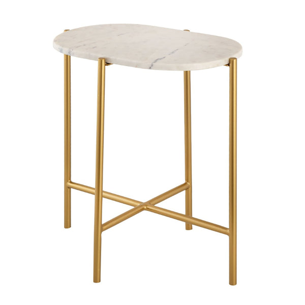 Atlas Harlowe Accent Table - Handcrafted White Marble Top & Antique Brass Frame - Chic Modern Elegance TA11091-01