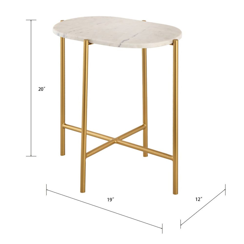 Atlas Harlowe Accent Table - Handcrafted White Marble Top & Antique Brass Frame - Chic Modern Elegance TA11091-01