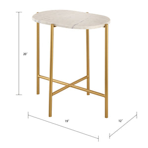 Atlas Harlowe Accent Table - Handcrafted White Marble Top & Antique Brass Frame - Chic Modern Elegance TA11091-01
