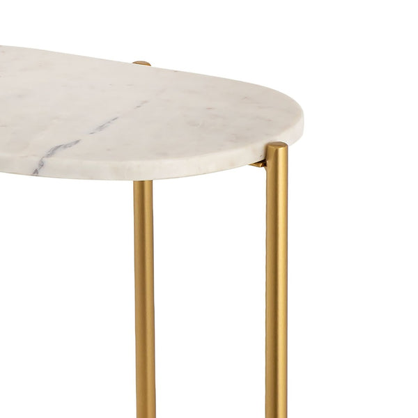 Atlas Harlowe Accent Table - Handcrafted White Marble Top & Antique Brass Frame - Chic Modern Elegance TA11091-01