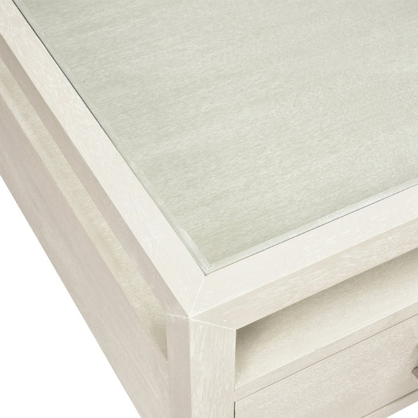 Atlas Hawick Coffee Table - Weathered White with Glass Top, Coastal Charm & Ample Storage for Your Home TA11092-01