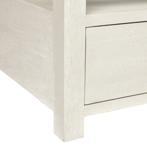 Atlas Hawick Coffee Table - Weathered White with Glass Top, Coastal Charm & Ample Storage for Your Home TA11092-01