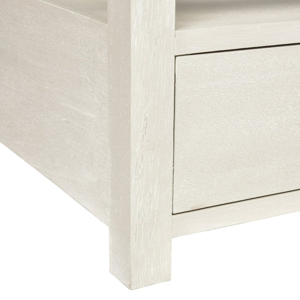 Atlas Hawick Coffee Table - Weathered White with Glass Top, Coastal Charm & Ample Storage for Your Home TA11092-01