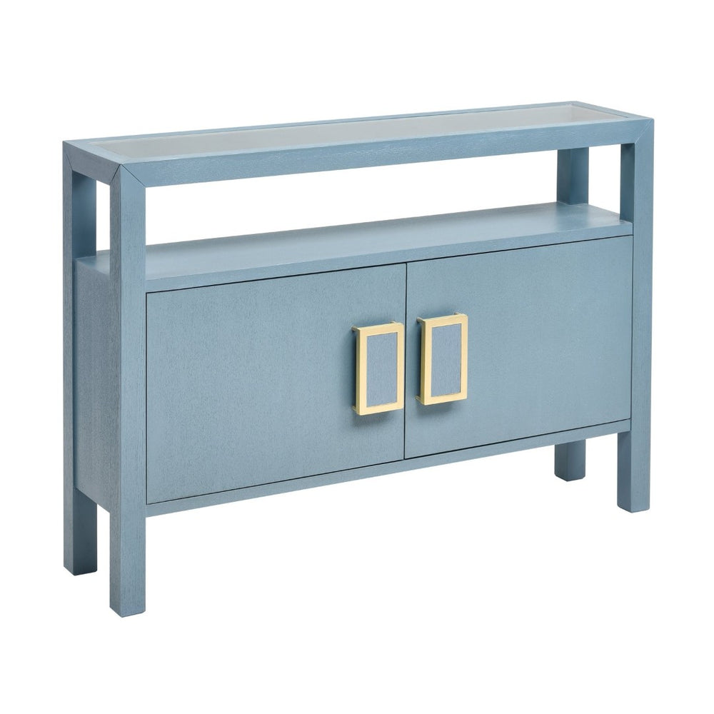 Atlas Hawick Console Table - Aged Blue Credenza with Storage, Vintage Charm for Entryway or Living Room TA11093-02