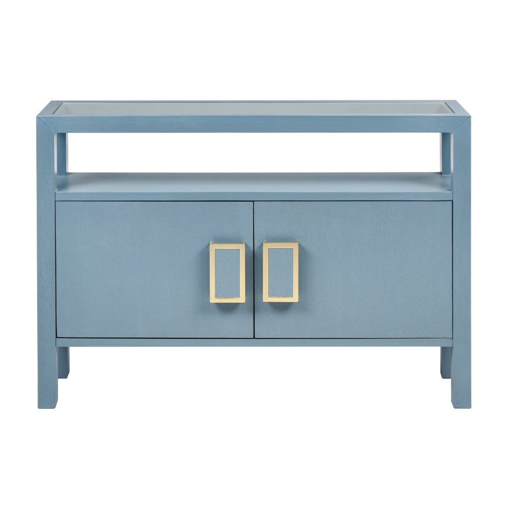 Atlas Hawick Console Table - Aged Blue Credenza with Storage, Vintage Charm for Entryway or Living Room TA11093-02
