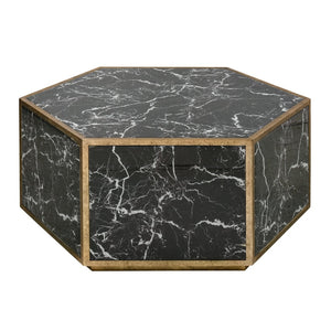Atlas Homer Coffee Table - Sculptural Hexagonal Design with Gold Leaf & Glass for Chic Living Spaces TA11094-01