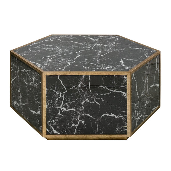 Atlas Homer Coffee Table - Sculptural Hexagonal Design with Gold Leaf & Glass for Chic Living Spaces TA11094-01