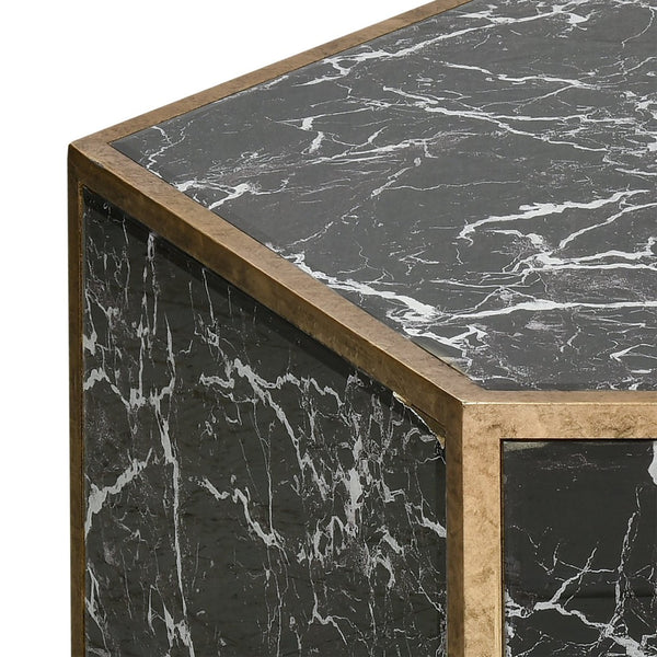 Atlas Homer Coffee Table - Sculptural Hexagonal Design with Gold Leaf & Glass for Chic Living Spaces TA11094-01