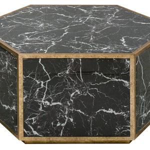 Atlas Homer Coffee Table - Sculptural Hexagonal Design with Gold Leaf & Glass for Chic Living Spaces TA11094-01