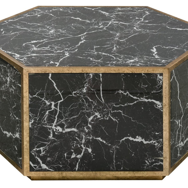 Atlas Homer Coffee Table - Sculptural Hexagonal Design with Gold Leaf & Glass for Chic Living Spaces TA11094-01