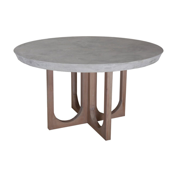 Atlas Innwood Round Dining Table - Modern Concrete Top with Wooden Legs for Indoor & Outdoor Elegance TA11096-01