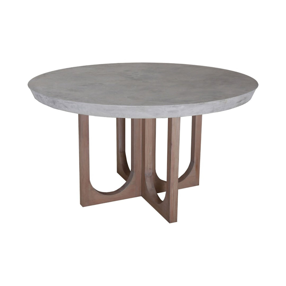 Atlas Innwood Round Dining Table - Modern Concrete Top with Wooden Legs for Indoor & Outdoor Elegance TA11096-01