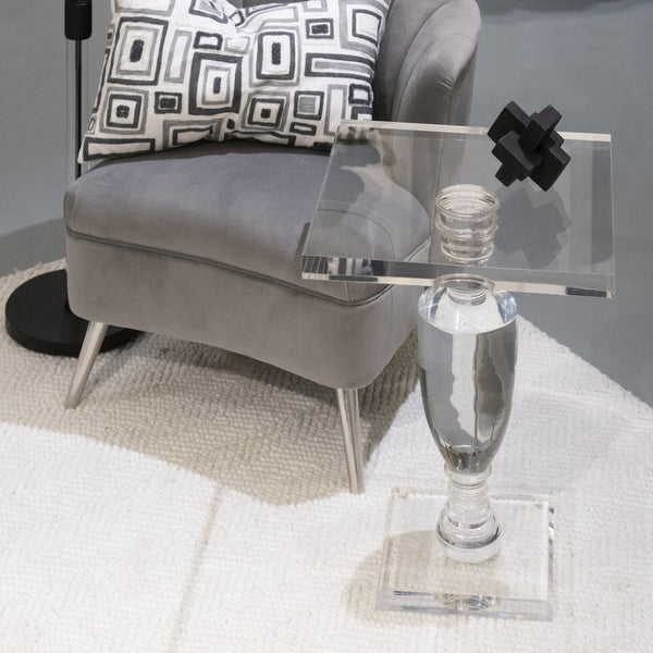 Atlas Jacobs Accent Table - Modern Acrylic Design Elevates Any Space with Minimalist Glamour and Style Pedestal TA11097-01