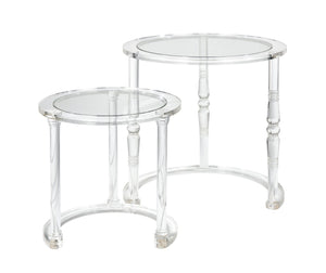 Atlas Jacobs Nesting Tables - Chic Clear Acrylic Design for Modern Living Room or Bedroom Decor Style Set of 2 Round Clear TA11103-01S