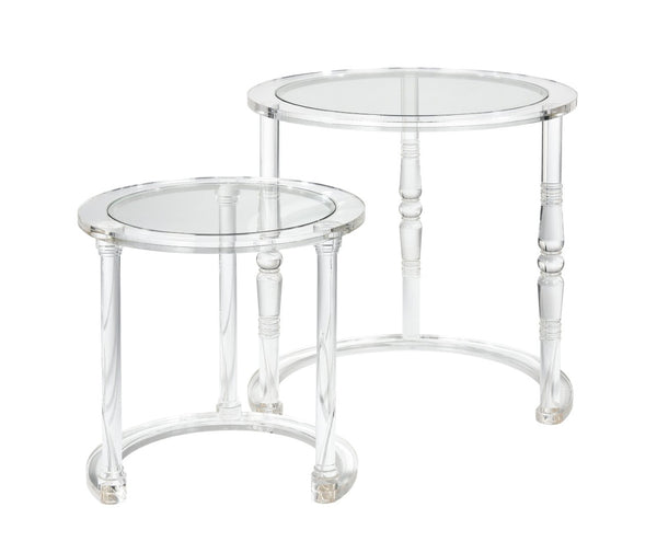 Atlas Jacobs Nesting Tables - Chic Clear Acrylic Design for Modern Living Room or Bedroom Decor Style Set of 2 Round Clear TA11103-01S