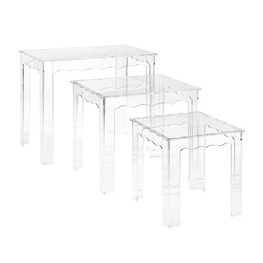 Atlas Jacobs Nesting Tables - Chic Clear Acrylic Design for Modern Living Room or Bedroom Decor Style Set of 3 Square Clear TA11104-01S