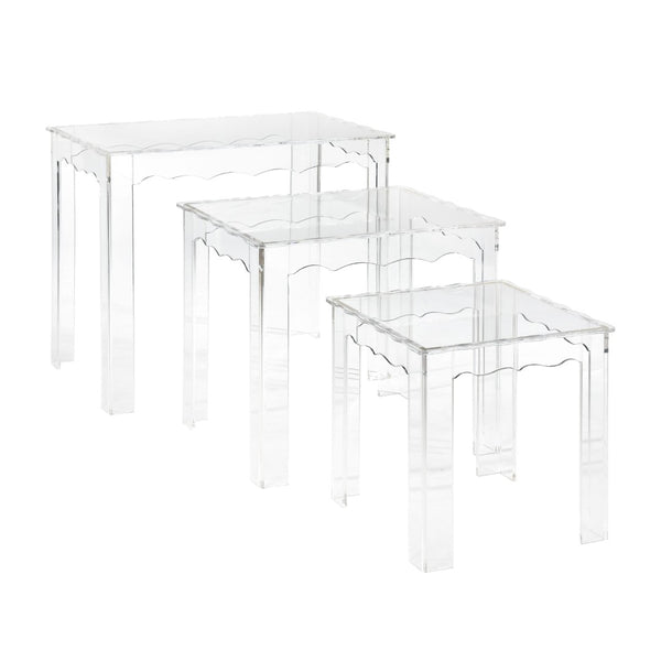 Atlas Jacobs Nesting Tables - Chic Clear Acrylic Design for Modern Living Room or Bedroom Decor Style Set of 3 Square Clear TA11104-01S