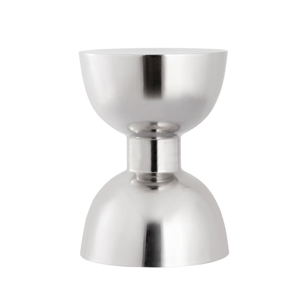 Atlas Julio Accent Table - Polished Silver Hourglass Design for Modern Spaces, Versatile & Durable Decor TA11106-01