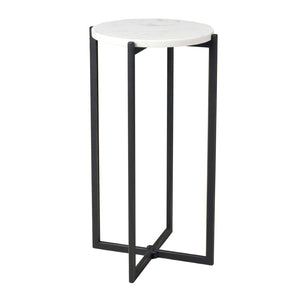 Atlas Lanier Accent Table - Modern Black Metal & White Marble Design for Small Spaces & Versatile Use TA11112-01