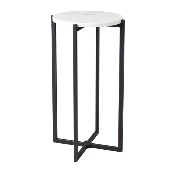 Atlas Lanier Accent Table - Modern Black Metal & White Marble Design for Small Spaces & Versatile Use TA11112-01