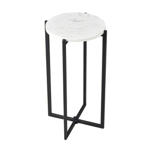 Atlas Lanier Accent Table - Modern Black Metal & White Marble Design for Small Spaces & Versatile Use TA11112-01