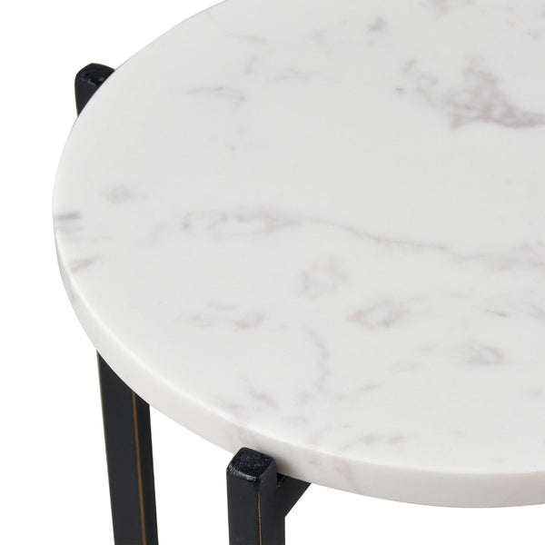 Atlas Lanier Accent Table - Modern Black Metal & White Marble Design for Small Spaces & Versatile Use TA11112-01