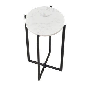 Atlas Lanier Accent Table - Modern Black Metal & White Marble Design for Small Spaces & Versatile Use TA11112-01