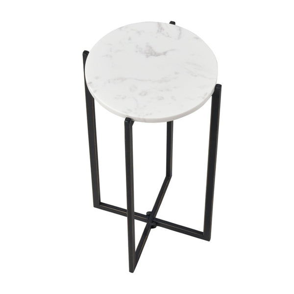 Atlas Lanier Accent Table - Modern Black Metal & White Marble Design for Small Spaces & Versatile Use TA11112-01
