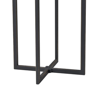 Atlas Lanier Accent Table - Compact Square Black Metal Frame with White Marble Top for Modern Spaces TA11113-01