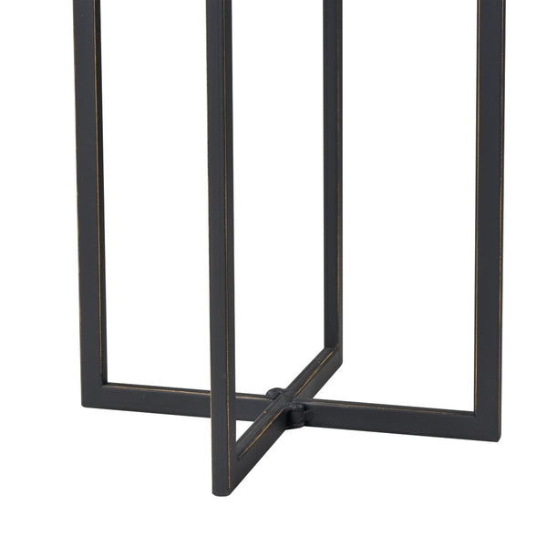 Atlas Lanier Accent Table - Compact Square Black Metal Frame with White Marble Top for Modern Spaces TA11113-01