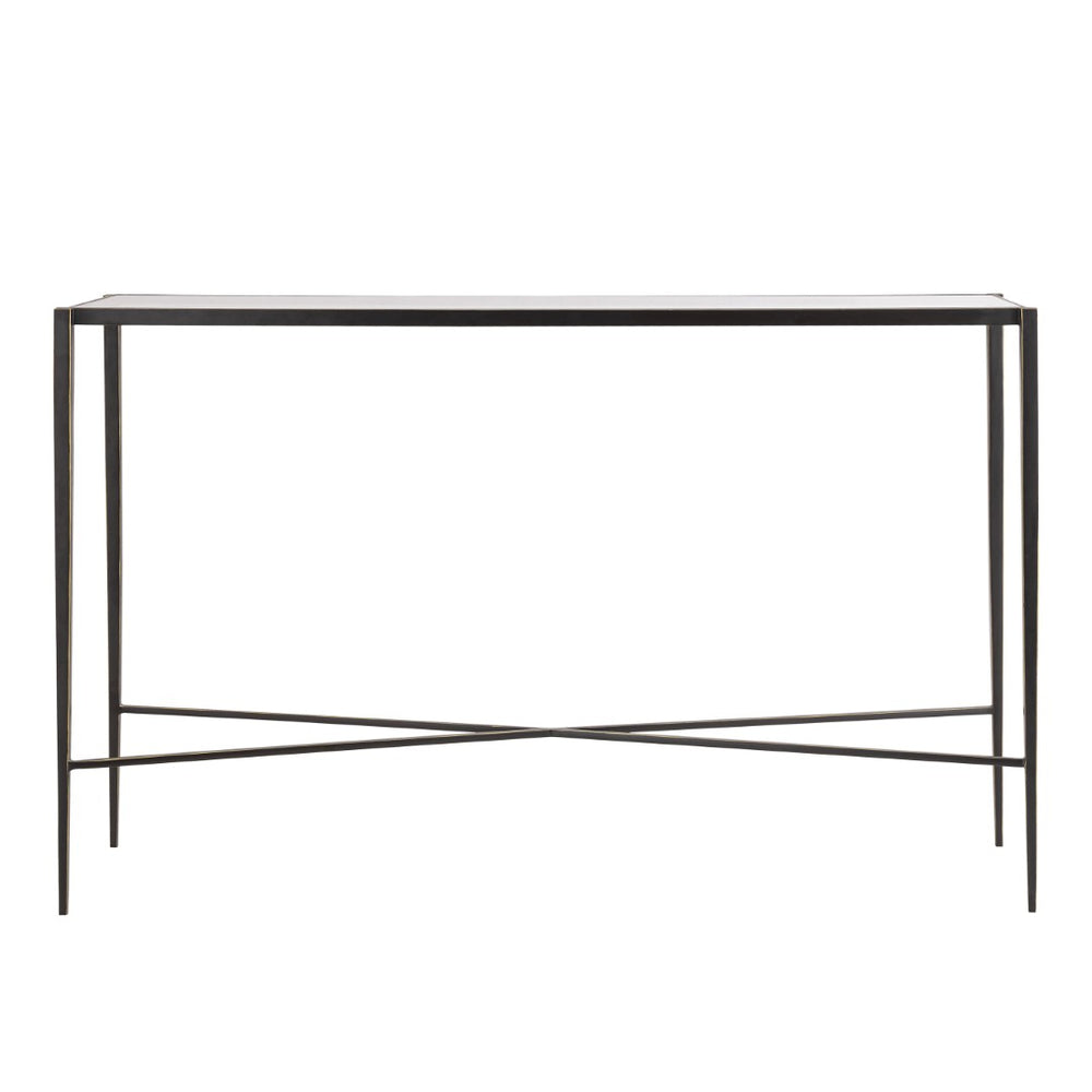 Atlas Leon Console Table - Elegant French-Inspired Design with Clear Glass Top & Dark Bronze Legs for Versatile Spaces TA11116-01