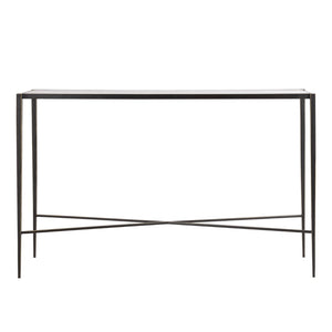 Atlas Leon Console Table - Elegant French-Inspired Design with Clear Glass Top & Dark Bronze Legs for Versatile Spaces TA11116-01