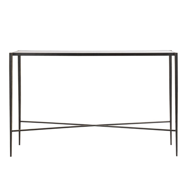 Atlas Leon Console Table - Elegant French-Inspired Design with Clear Glass Top & Dark Bronze Legs for Versatile Spaces TA11116-01