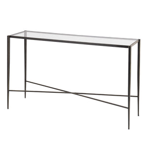Atlas Leon Console Table - Elegant French-Inspired Design with Clear Glass Top & Dark Bronze Legs for Versatile Spaces TA11116-01