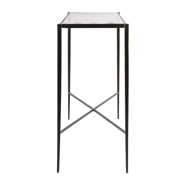 Atlas Leon Console Table - Elegant French-Inspired Design with Clear Glass Top & Dark Bronze Legs for Versatile Spaces TA11116-01