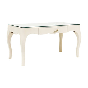 Atlas Lightly Handcrafted Wooden Desk with Glass Top & Gold Accents – Modern Glam for Your Workspace TA11118-01