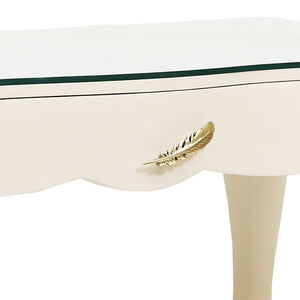 Atlas Lightly Handcrafted Wooden Desk with Glass Top & Gold Accents – Modern Glam for Your Workspace TA11118-01