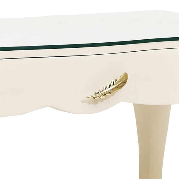 Atlas Lightly Handcrafted Wooden Desk with Glass Top & Gold Accents – Modern Glam for Your Workspace TA11118-01