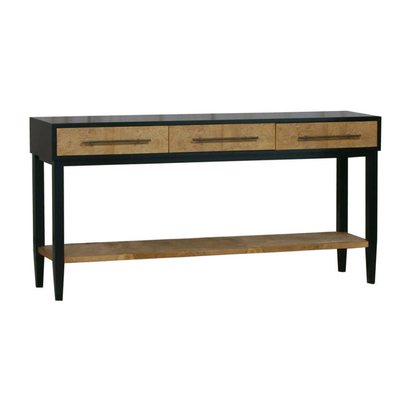Atlas Marc Console Table – Sleek Burled Wood & Black Frame Entryway Accent with Storage Solutions TA11119-01