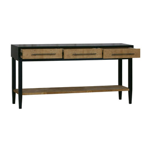 Atlas Marc Console Table – Sleek Burled Wood & Black Frame Entryway Accent with Storage Solutions TA11119-01