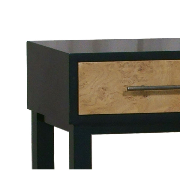 Atlas Marc Console Table – Sleek Burled Wood & Black Frame Entryway Accent with Storage Solutions TA11119-01