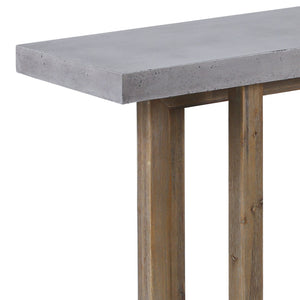 Atlas Merrell Console Table - Modern Industrial Design with Polished Concrete Top & Wooden Base - 63" Wide TA11122-01