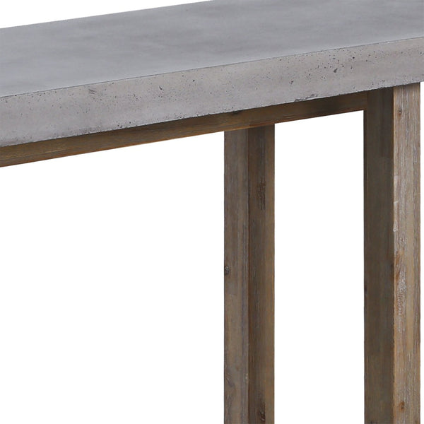 Atlas Merrell Console Table - Modern Industrial Design with Polished Concrete Top & Wooden Base - 63" Wide TA11122-01