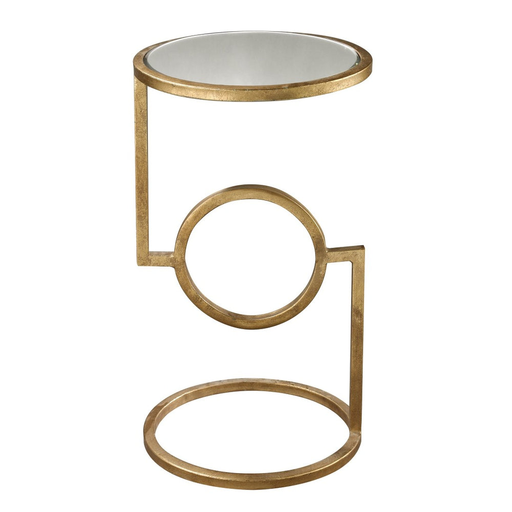 Atlas Mirrored Top Accent Table - Chic Vintage-Inspired Design with Antique Gold Leaf Frame for Small Spaces TA11126-01