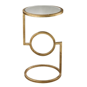 Atlas Mirrored Top Accent Table - Chic Vintage-Inspired Design with Antique Gold Leaf Frame for Small Spaces TA11126-01